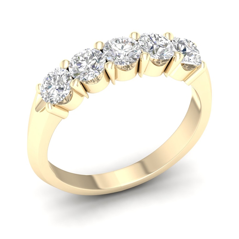 ​​​​​​​​​​​​​​10K Solid Gold 1 CT. T.W. Lab-Created Diamond Five Stone Ring