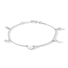 Thumbnail Image 0 of ​​​​​​​Sterling Silver Pink Glass Bead Heart Bracelet
