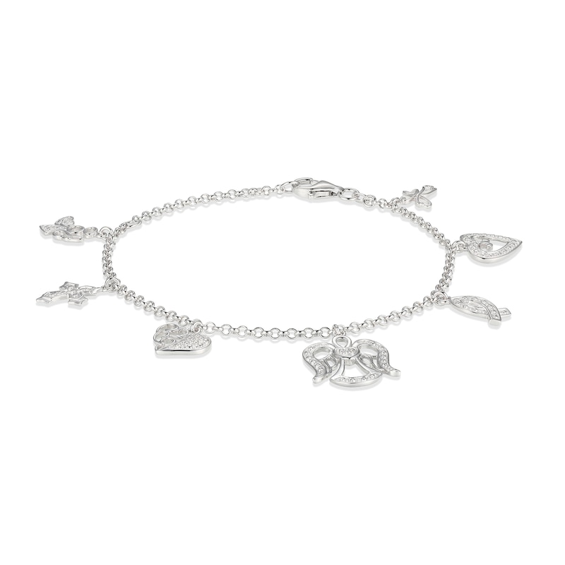Sterling Silver Diamond Accent Faith Charm Bracelet