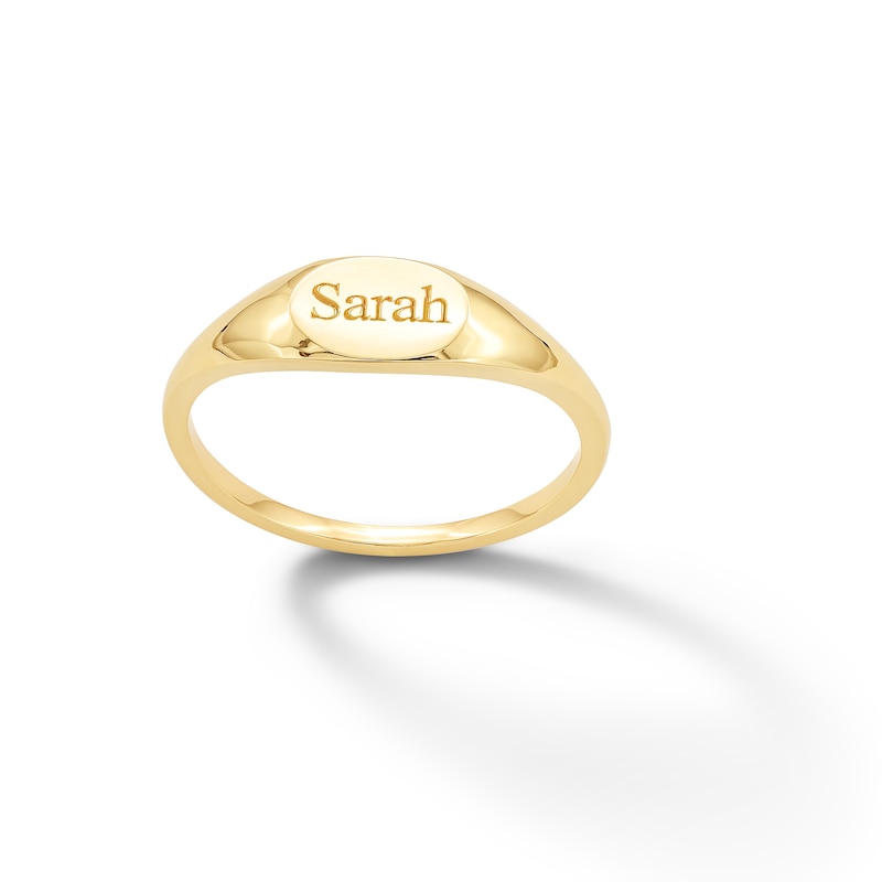 10K Solid Gold Engravable Oval Signet Ring