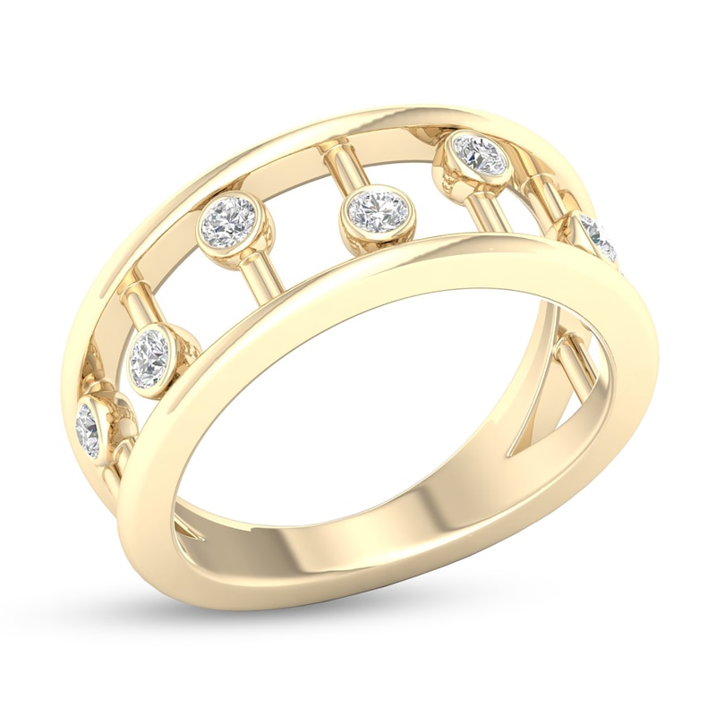 ​​​​​​​​​​​​​​10K Solid Gold 1/4 CT. T.W. Lab-Created Diamond Bezel-Set Bar Ring