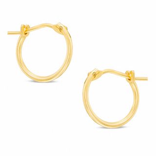 10K Gold 10mm Wire Tube Hoop Earrings