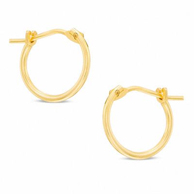 10K Gold 10mm Wire Tube Hoop Earrings