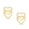 Double Open Heart Earrings in 10K Gold