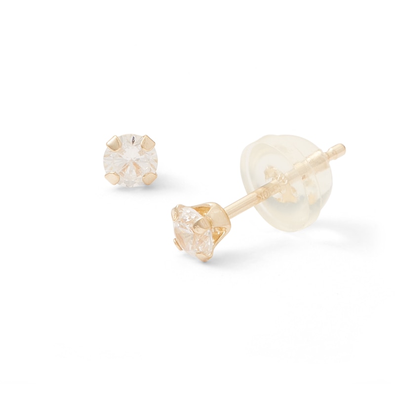10K Solid Gold CZ Studs - 3mm