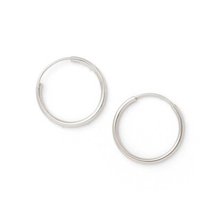 10K White Gold Continuous Hoop Earrings