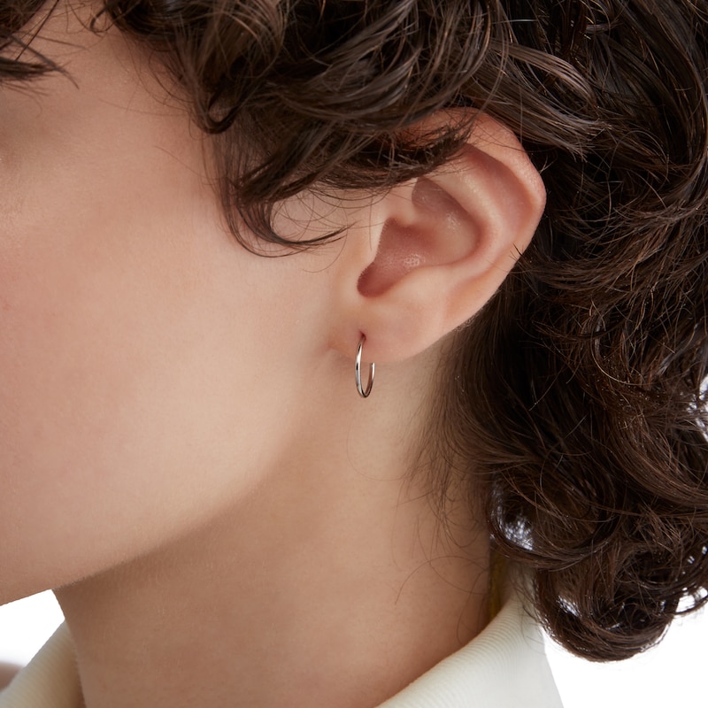 Main Image 3 of 10K White Gold Continuous Hoop Earrings