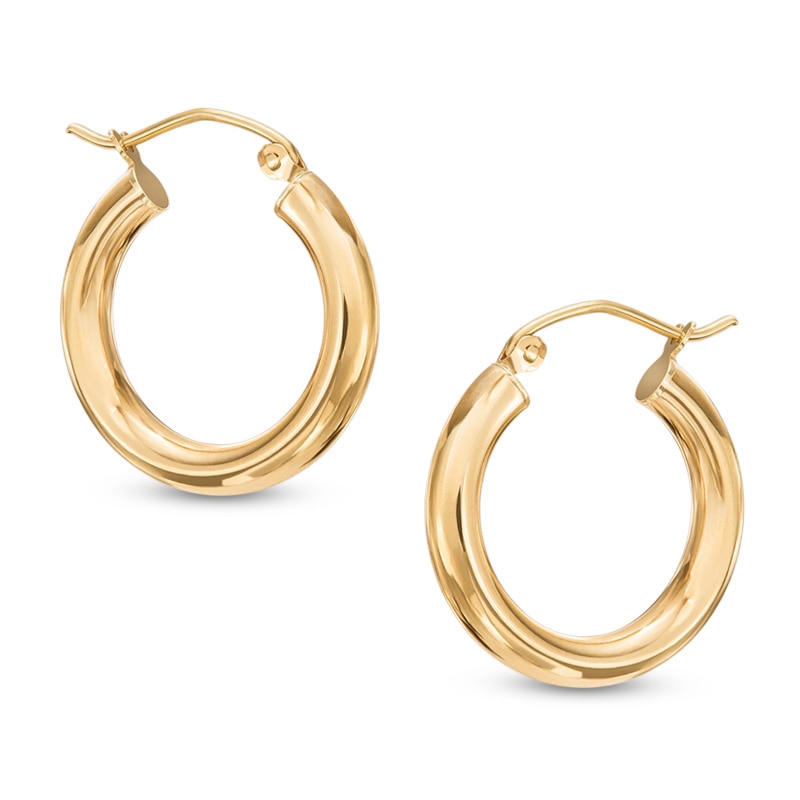 19.5mm Polished Tube Hoop Earrings in 10K Gold