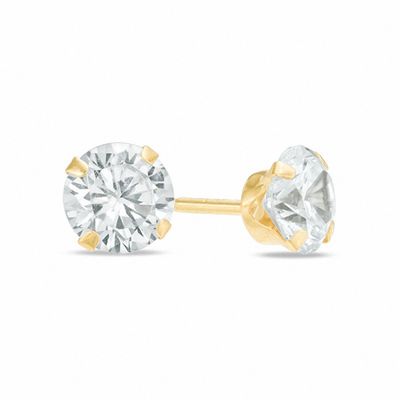 Child's 5mm Cubic Zirconia Stud Earrings in 10K Gold