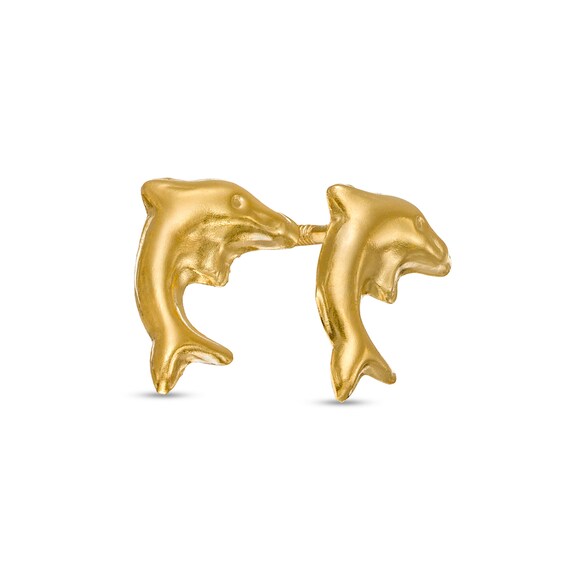 Child's Dolphin Stud Earrings in 10K Gold