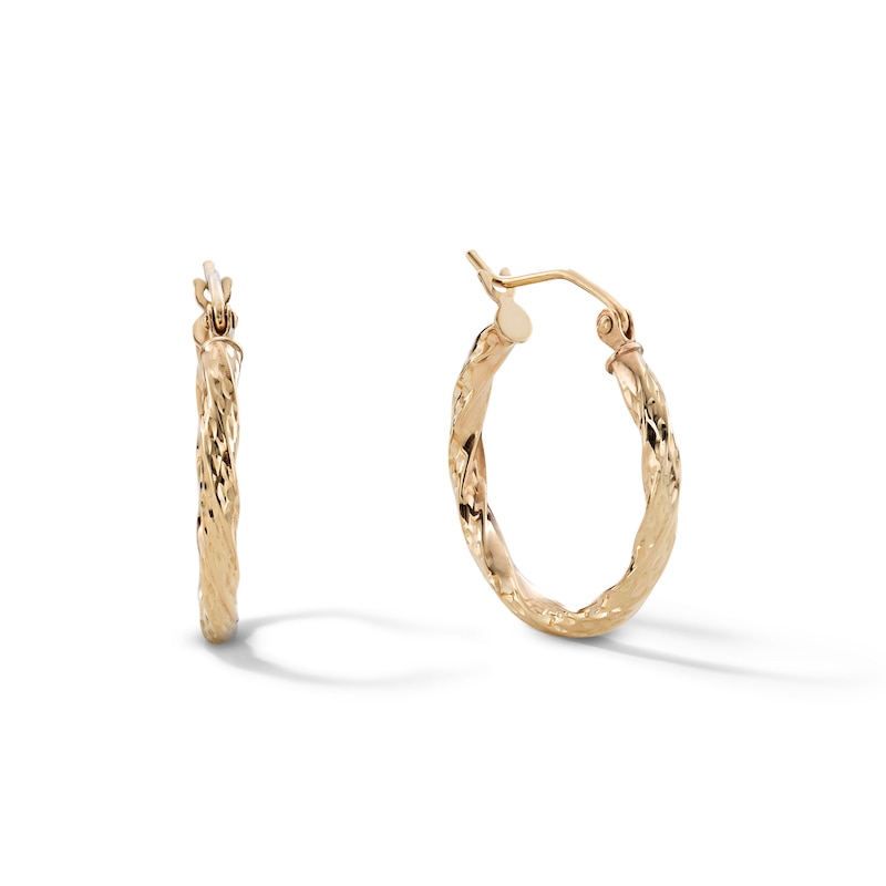 20mm Twisted Euro Hoop Earrings in 10K Gold