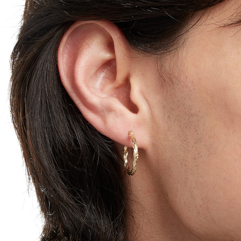 Main Image 3 of 10K Hollow Gold Twisted Hoops