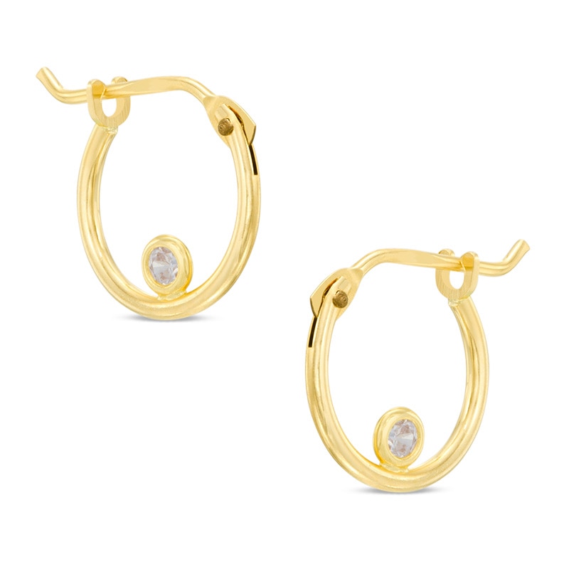 Cubic Zirconia 10mm Small Hoop Earrings in 10K Gold