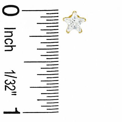 5mm Star-Shaped Cubic Zirconia Stud Earrings in 10K Gold