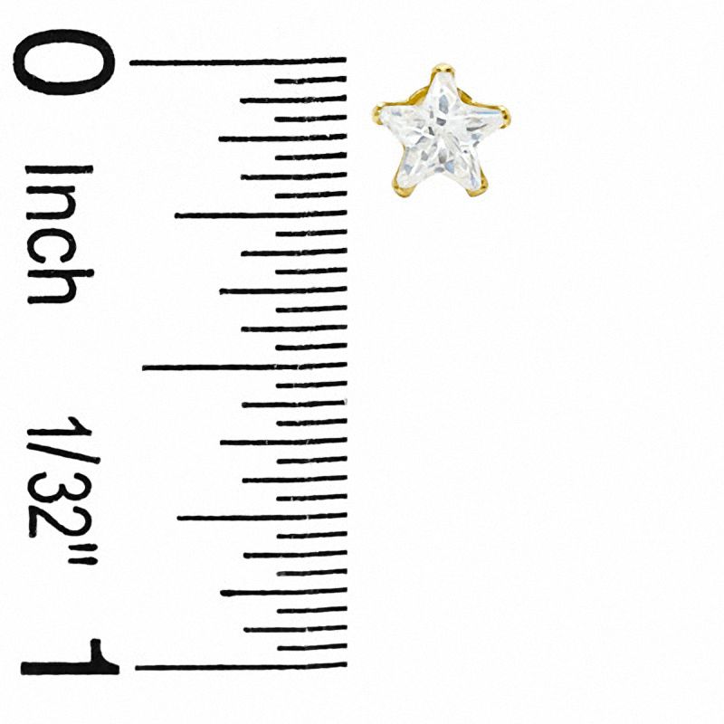 5mm Star-Shaped Cubic Zirconia Stud Earrings in 10K Gold