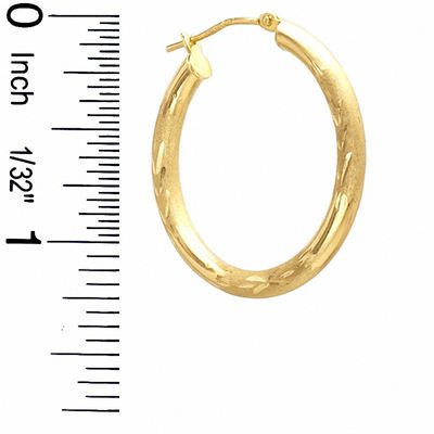 10K Gold 30mm Satin and Florentine Hoop Earrings