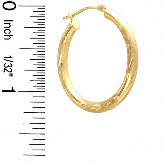 10K Gold 30mm Satin and Florentine Hoop Earrings