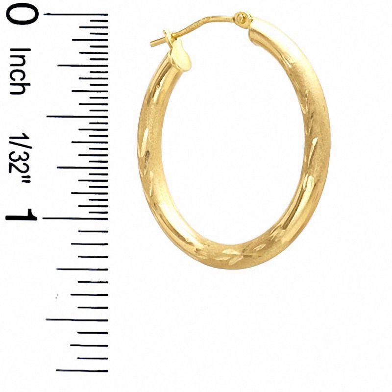 10K Gold 30mm Satin and Florentine Hoop Earrings