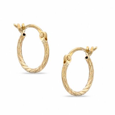 10K Gold Twisted Baby Hoop Earrings