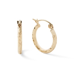 15mm Diamond-Cut Hoop Earrings in 10K Gold
