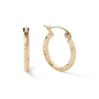10K Hollow Gold Diamond-Cut Hoops