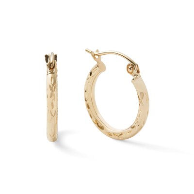 10K Hollow Gold Diamond-Cut Hoops