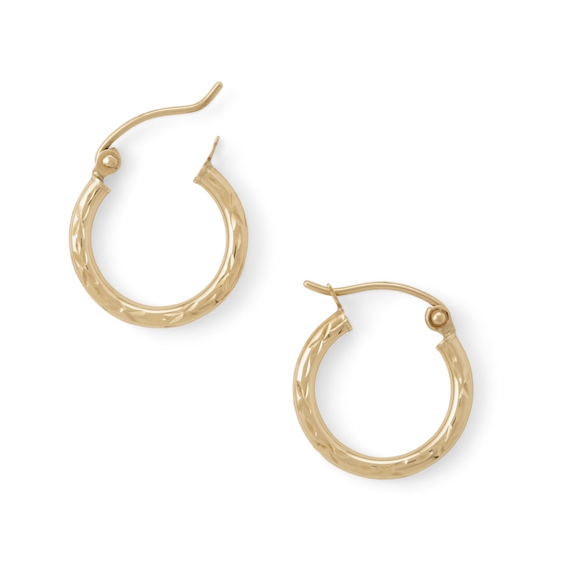 10K Hollow Gold Diamond-Cut Hoops