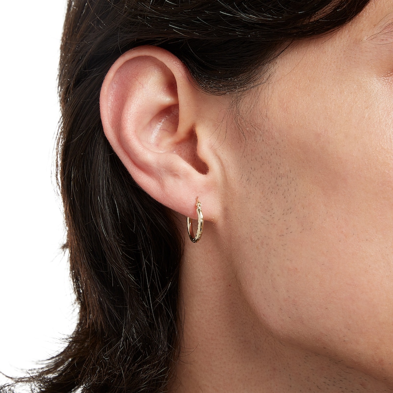 Main Image 4 of 10K Hollow Gold Diamond-Cut Hoops
