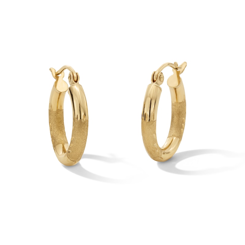 Main Image 1 of 15mm Florentine Hoop Earrings in 10K Gold