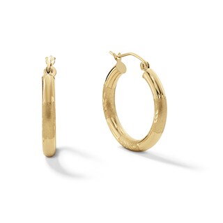 10K Gold 22mm Florentine Hoop Earrings
