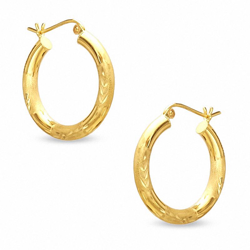 10K Gold 22mm Florentine Hoop Earrings