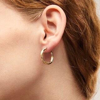 10K Gold 22mm Florentine Hoop Earrings