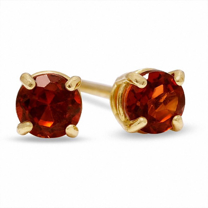 Main Image 1 of 3mm Garnet Stud Earrings in 10K Gold