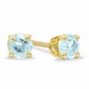 3mm Lab-Created Aquamarine Stud Earrings in 10K Gold