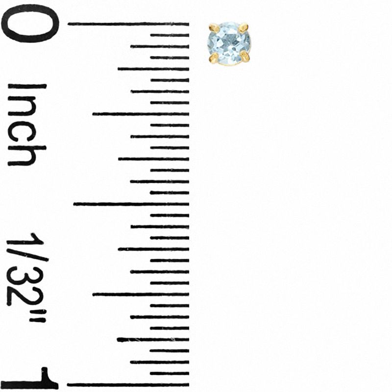 3mm Lab-Created Aquamarine Stud Earrings in 10K Gold