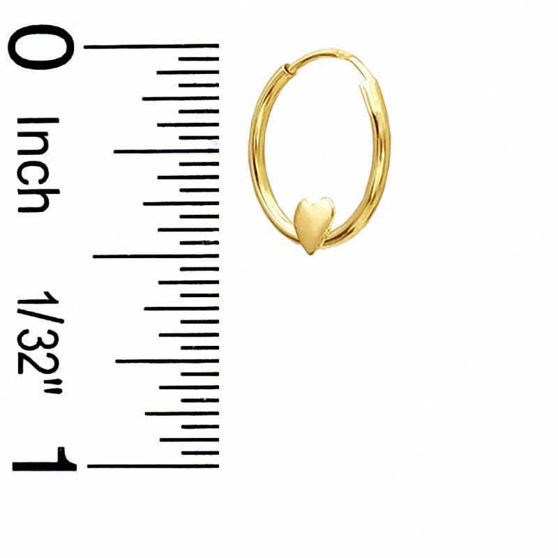 Child's 10K Gold Hoop with Heart Earrings
