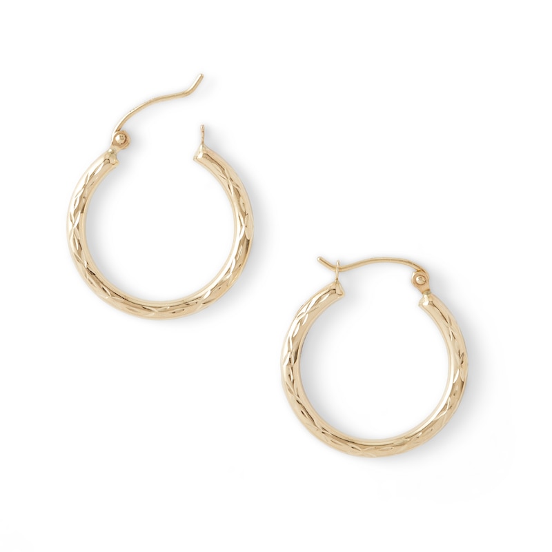 20mm Diamond-Cut Hoop Earrings in 14K Hollow Gold