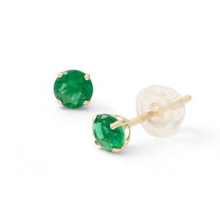 10K Solid Gold Simulated Emerald Solitaire Studs
