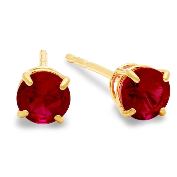 4mm Lab-Created Ruby Stud Earrings in 10K Gold