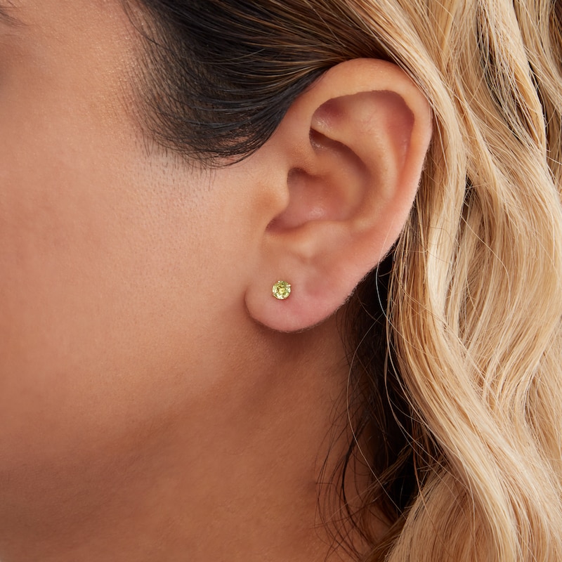 Main Image 3 of 4mm Peridot Stud Earrings in 10K Gold