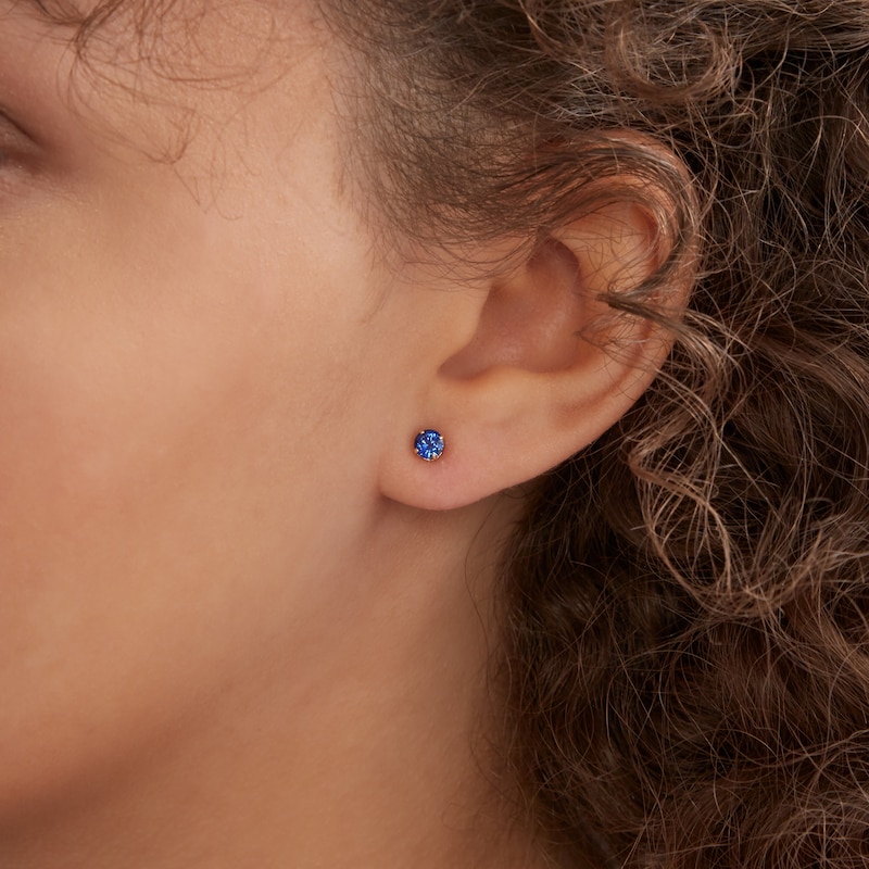 Main Image 3 of 4mm Lab-Created Sapphire Stud Earrings in 10K Gold