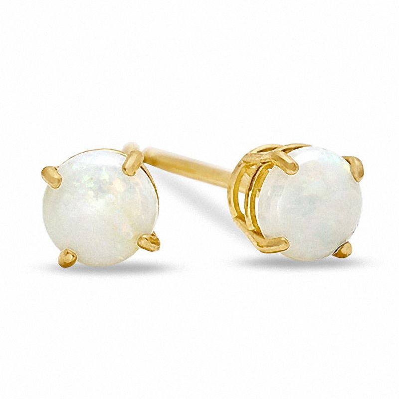 4mm Opal Stud Earrings in 14K Gold