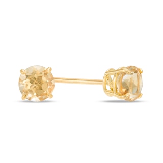 10K Solid Gold 4mm Citrine Solitaire Studs