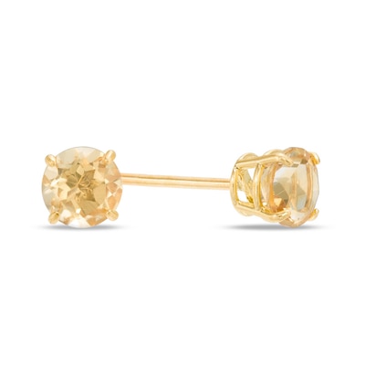 10K Solid Gold 4mm Citrine Solitaire Studs