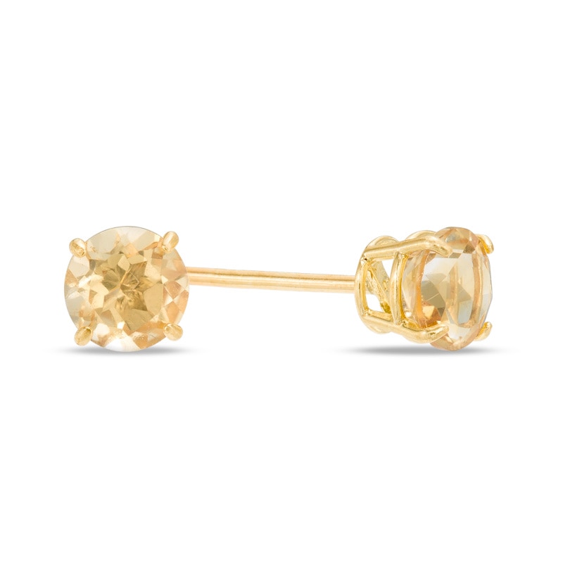 10K Solid Gold 4mm Citrine Solitaire Studs