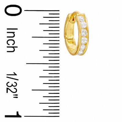 Cubic Zirconia Nine Stone 11mm Huggie Earrings in 10K Gold