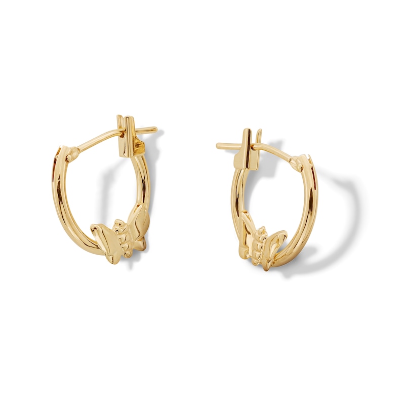 10K Gold Hoop Earrings with Butterfly