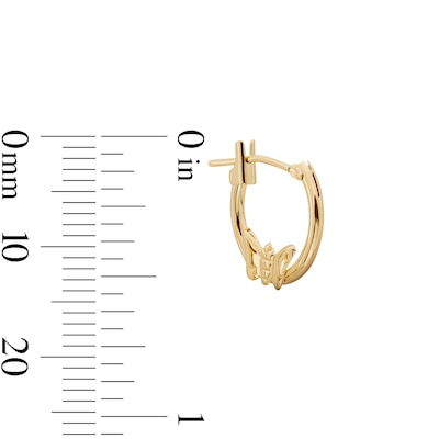 10K Gold Hoop Earrings with Butterfly
