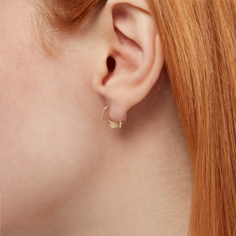10K Gold Hoop Earrings with Butterfly