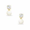 Child's Cubic Zirconia and Cultured Freshwater Pearl Stud Earrings in 10K Gold